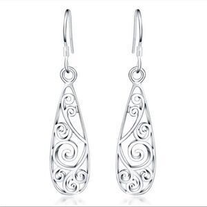 925 Sterling Silver Bohemian Vintage Design Dangle Earrings NEW
